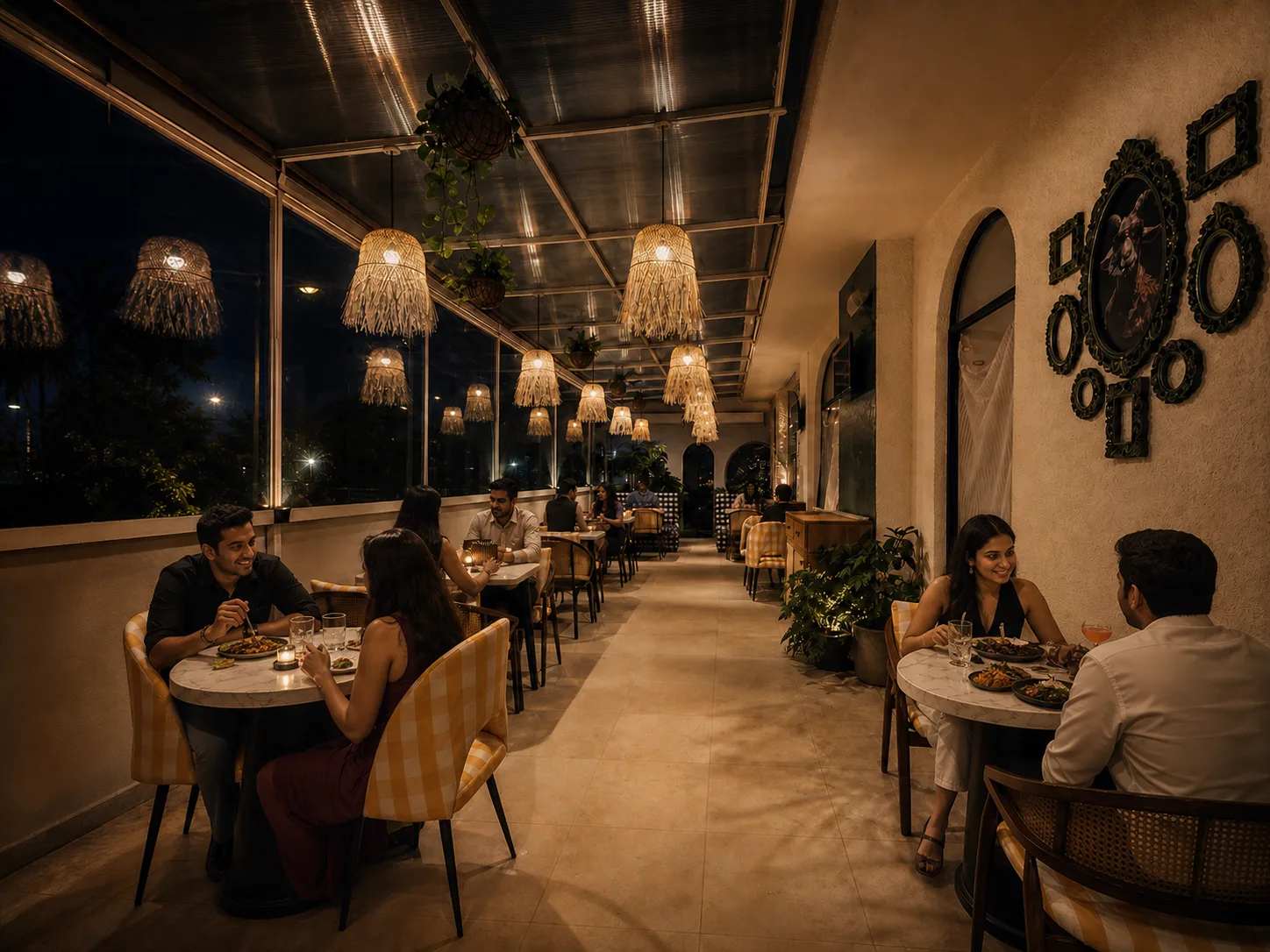 Covered outdoor tables at Goat Brew Mumbai