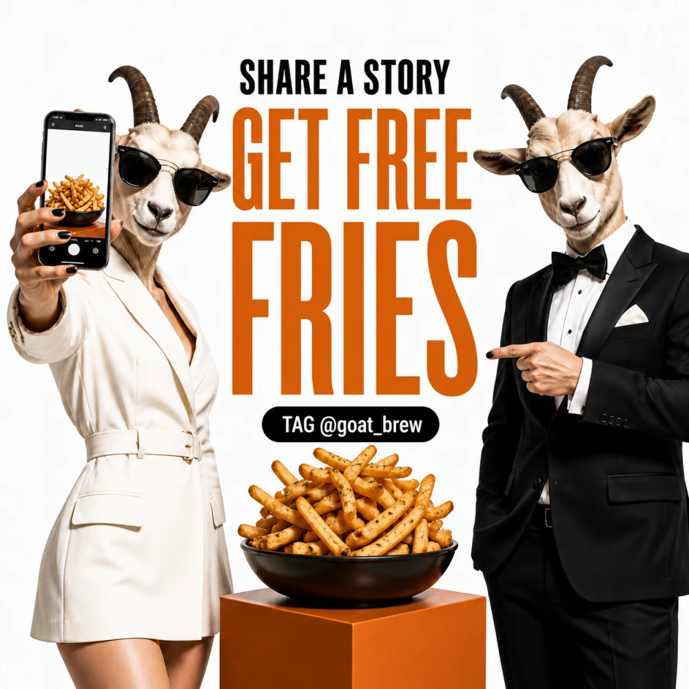 Share a Story and get free fries GOAT Mission