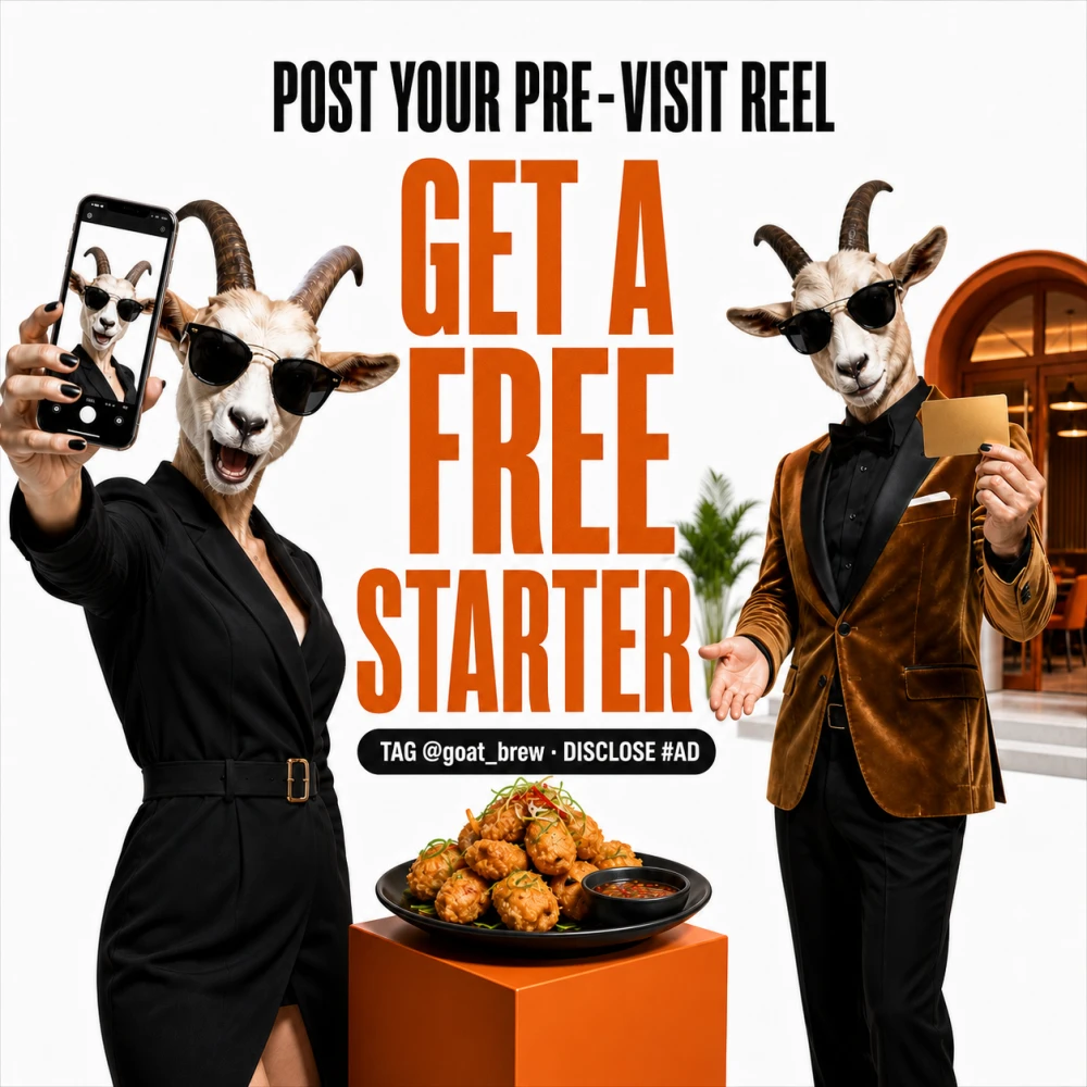 Post a pre-visit Reel and get a selected starter GOAT Mission